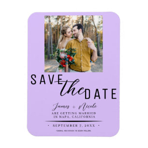 Pastel Lavendel Foto Bruiloft Save-the-Date Magneet