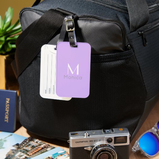 Pastel Lavendel - gepersonaliseerd  Bagagelabel (Voorkant & Achterkant)
