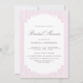 Pastel Lavendel Gestreepte Foto Bruidsdouche Kaart (Voorkant)