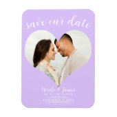 Pastel Lavendel Hart Foto Bruiloft Save the Date Magneet (Verticaal)