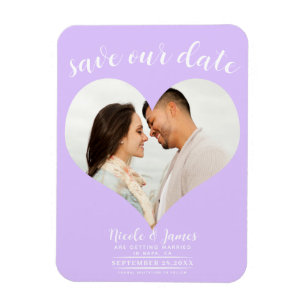 Pastel Lavendel Hart Foto Bruiloft Save the Date Magneet