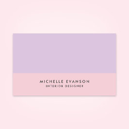 Pastel Lavendel Paarse en Roze Kleurblok Eenvoudig Visitekaartje