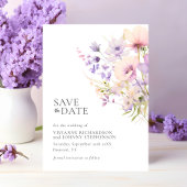 Pastel Lavendel Paarse Violet Wild Flowers Bruilof Save The Date