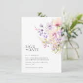 Pastel Lavendel Paarse Violet Wild Flowers Bruilof Save The Date (Staand voorkant)