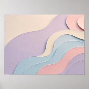 Pastel Lavendel Roze Blauwe Papieren Uitgesneden G Poster