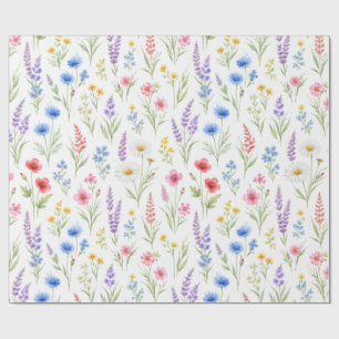 Pastel Lavendel Roze Blauwe Zalm Wilde Bloem Cadeaupapier