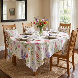 Pastel Lavendel Roze Blauwe Zalm Wilde Bloem Tafelkleed
