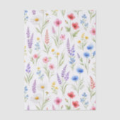 Pastel Lavendel Roze Wilde Bloemen Tissuepapier (Voorkant)