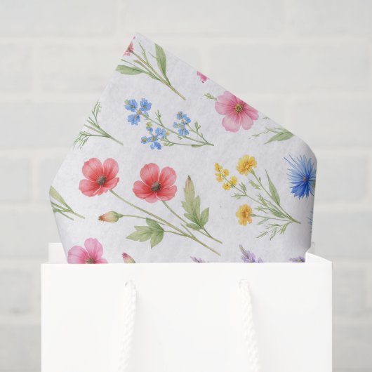 Pastel Lavendel Roze Wilde Bloemen Tissuepapier (Cadeauzakje)