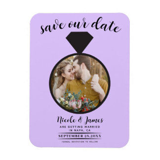Pastel Lavendel trouwring foto Save the Date Magneet