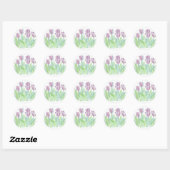 Pastel Lavendel Tulpen Bloem Waterverf Kunst Ronde Sticker (Vel)