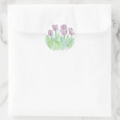 Pastel Lavendel Tulpen Bloem Waterverf Kunst Ronde Sticker (Tas)