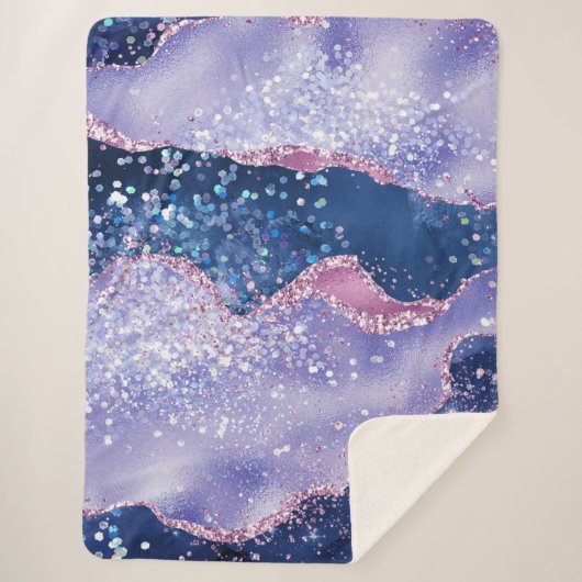 *~* Pastel LAVENDER Agate Holo GLITTER Ocean AP8 Sherpa Deken (Voorkant)