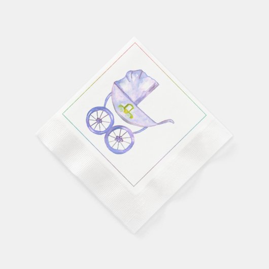 Pastel Lavender Baby Carriage Napkins Servetten (Hoek)