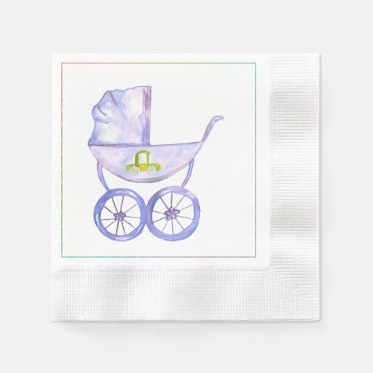 Pastel Lavender Baby Carriage Napkins Servetten (Voorkant)
