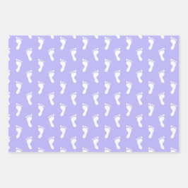 PASTEL LAVENDER BLAUW GROENE ROWS OF BABY FEET INPAKPAPIER VEL