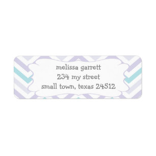 Pastel Lavender en Aqua Zig Zag Baby Etiket