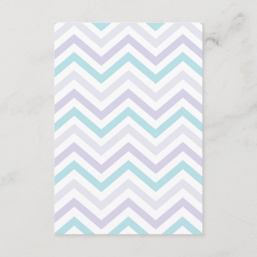 Pastel Lavender en Aqua Zig Zag Baby Informatiekaartje (Achterkant)