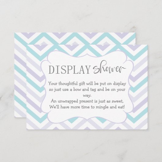 Pastel Lavender en Aqua Zig Zag Baby Informatiekaartje (Voorkant / Achterkant)