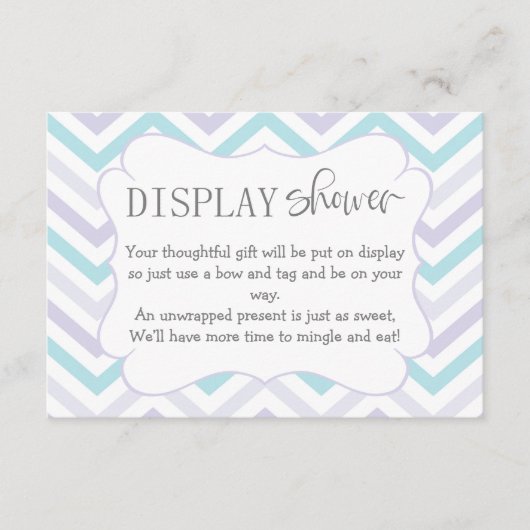 Pastel Lavender en Aqua Zig Zag Baby Informatiekaartje (Voorkant)