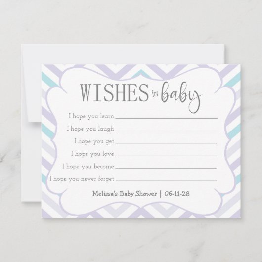 Pastel Lavender en Aqua Zig Zag Baby Wishes (Voorkant)