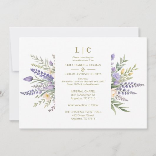 Pastel Lavender Flowers & Greenery Elegant Spring  Kaart (Voorkant)