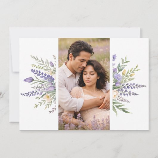 Pastel Lavender Flowers & Greenery Elegant Spring Kaart (Achterkant)