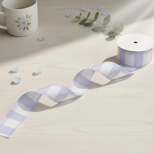 Pastel Lavender Gingham Ribbon Grosgrain Lint