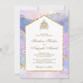 Pastel Lavender Gold Marble Arch Muslim Wedding Kaart (Voorkant)