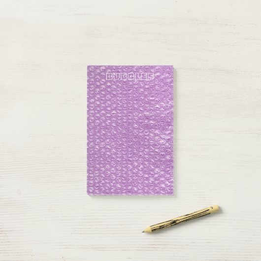 Pastel Lavender Grape Pop Bubble Wrap Purple Post-it® Notes (Op bureau)