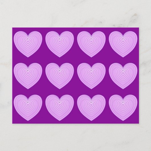 Pastel lavender harten op een diepe paarse achterg briefkaart (Voorkant)