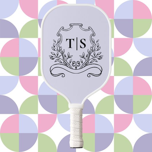 Pastel Lavender Lilac Monogram Initial Classic Pickleball Paddle