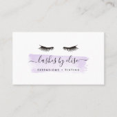 Pastel Lavender Paarse Waterverf Lash Services Visitekaartje (Voorkant)
