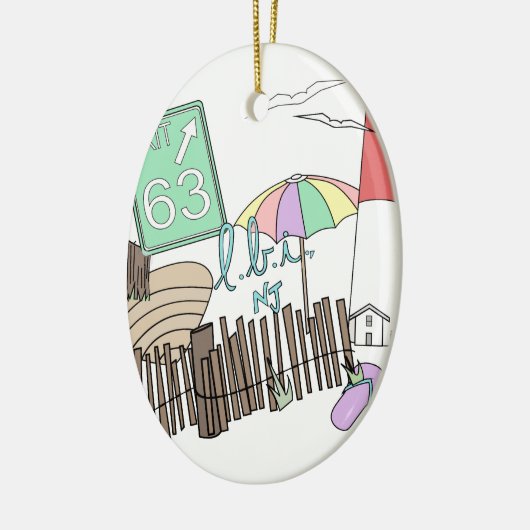 Pastel LBI Love Collage Keramisch Ornament (Links)