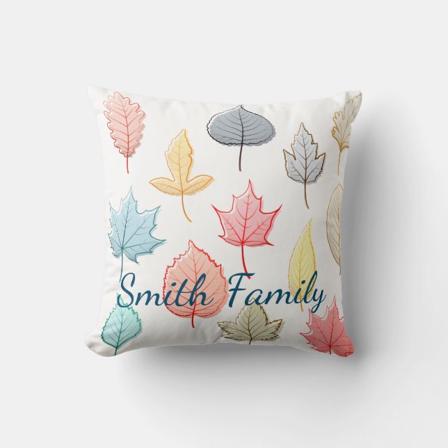 Pastel Leaves Kussen (Voorkant)