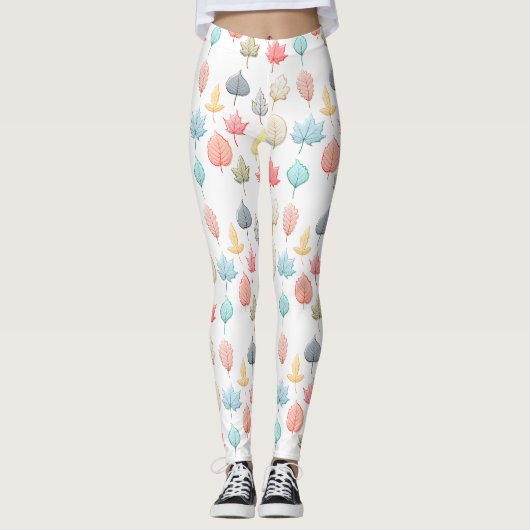 Pastel Leaves Leggings (Voorkant)