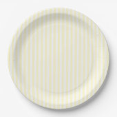 Pastel Lemon Yellow and White Stripes Bleek Geel Papieren Bordje (Voorkant)