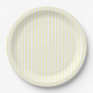 Pastel Lemon Yellow and White Stripes Bleek Geel Papieren Bordje