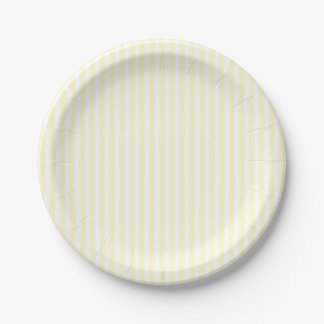 Pastel Lemon Yellow and White Stripes Bleek Geel Papieren Bordje