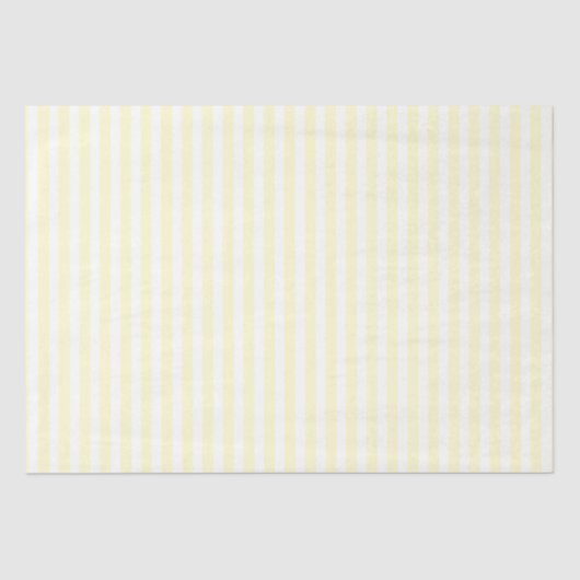 Pastel Lemon Yellow and White Stripes Bleek Geel Tissuepapier (Voorkant)