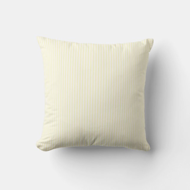 Pastel Lemon Yellow and White Stripes Pale Yellow Kussen (Voorkant)