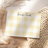 Pastel Lemon Yellow Large Gingham Notitiekaartje