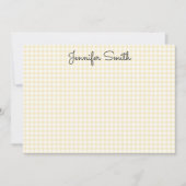 Pastel Lemon Yellow Mini Gingham Notitiekaartje (Voorkant)