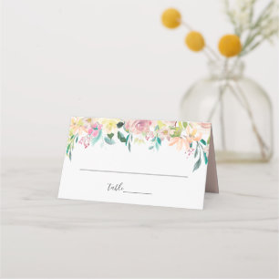 Pastel lente bloem bruiloft plaatskaart plaatskaartje