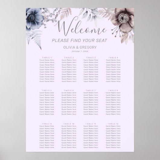 Pastel Lente Bloem Bruiloft Zitgrafiek Poster (Voorkant)