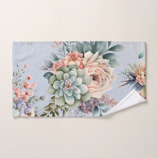 PASTEL LENTE BLOEMBLAUW BADKAMER HANDDOEK SET (Handdoek)