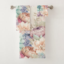 PASTEL LENTE BLOEMEN BADKAMER HANDDOEK SET