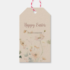 Pastel Lente Bloemen Gelukkig Pasen Cadeaulabel