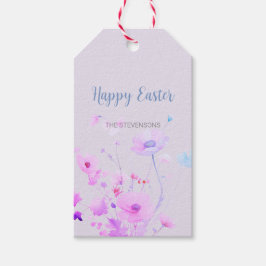 Pastel Lente Bloemen Gelukkig Pasen Cadeaulabel
