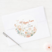 Pastel Lente Bloemen Gelukkig Pasen Ronde Sticker (Envelop)